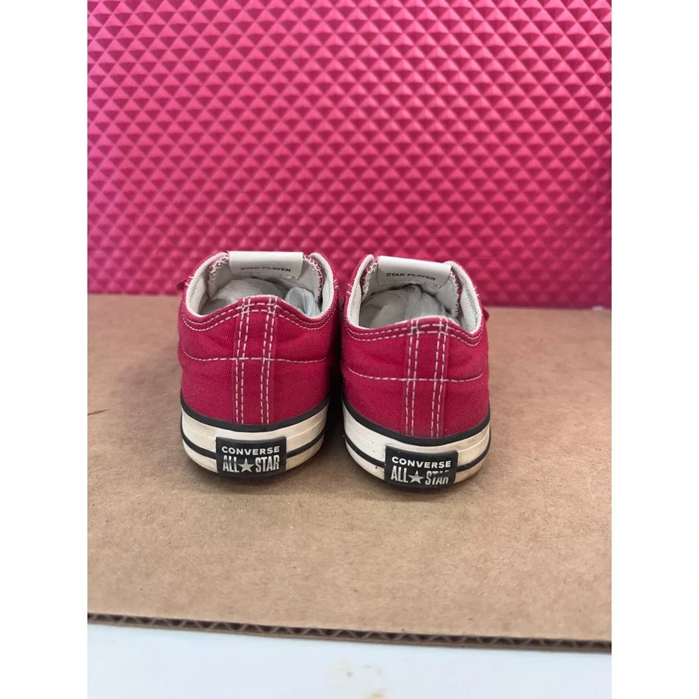 Converse Star Player Toddler Sneakers Red Canvas Hook Loop Low Top Shoes